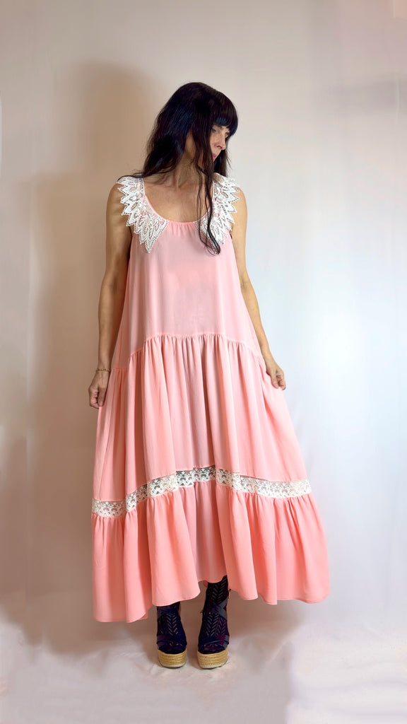 candy floss pink dress Sleeveless Maxi Alessandra Dress in Candy Floss Chiffon | S