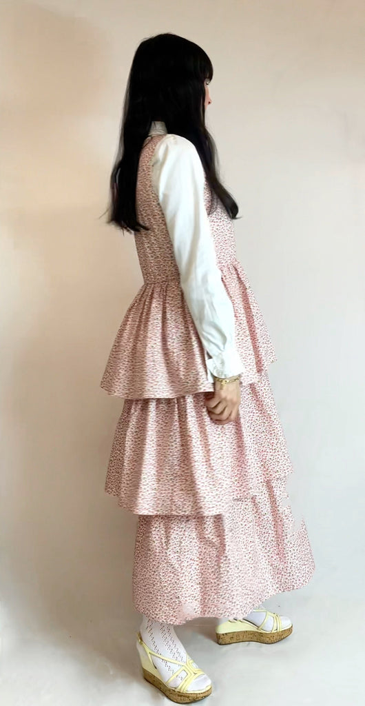 The Tied Carousel Dress in Pink Cotton