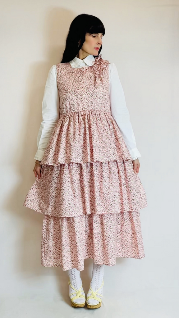 The Tied Carousel Dress in Pink Cotton