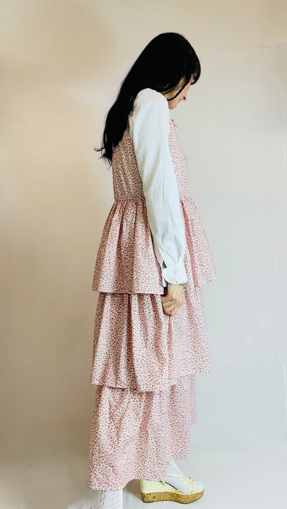 The Tied Carousel Dress in Pink Cotton